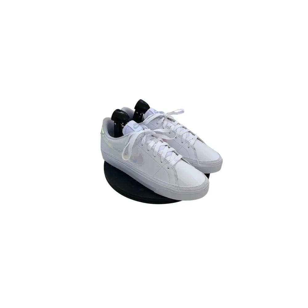 Nike Court Legacy Next Nature Sneakers Shoes White Iridescent Swoosh Size 9 - Picture 2 of 6